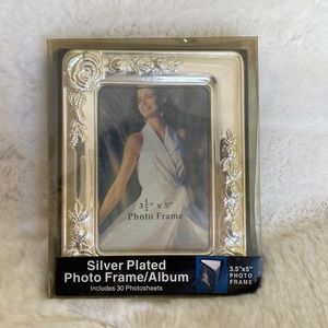 Silver Plated PHOTO FRAME COVER ALBUM 30 photo sheets, 60 4x6” pics 3.5x5“ Frame